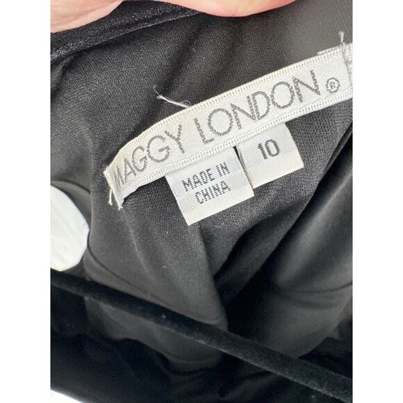 Maggy London Dress 10 Green Black Lace Mini Party Cocktail Stretch Boat Neck - Picture 2 of 8